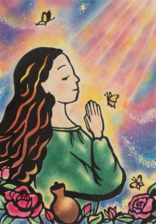 <b>マグダラのマリアの祈り / パステル・紙 / 2019年</b><br>
平和について<br>
生かされている感謝について<br>
お祈りしましょう